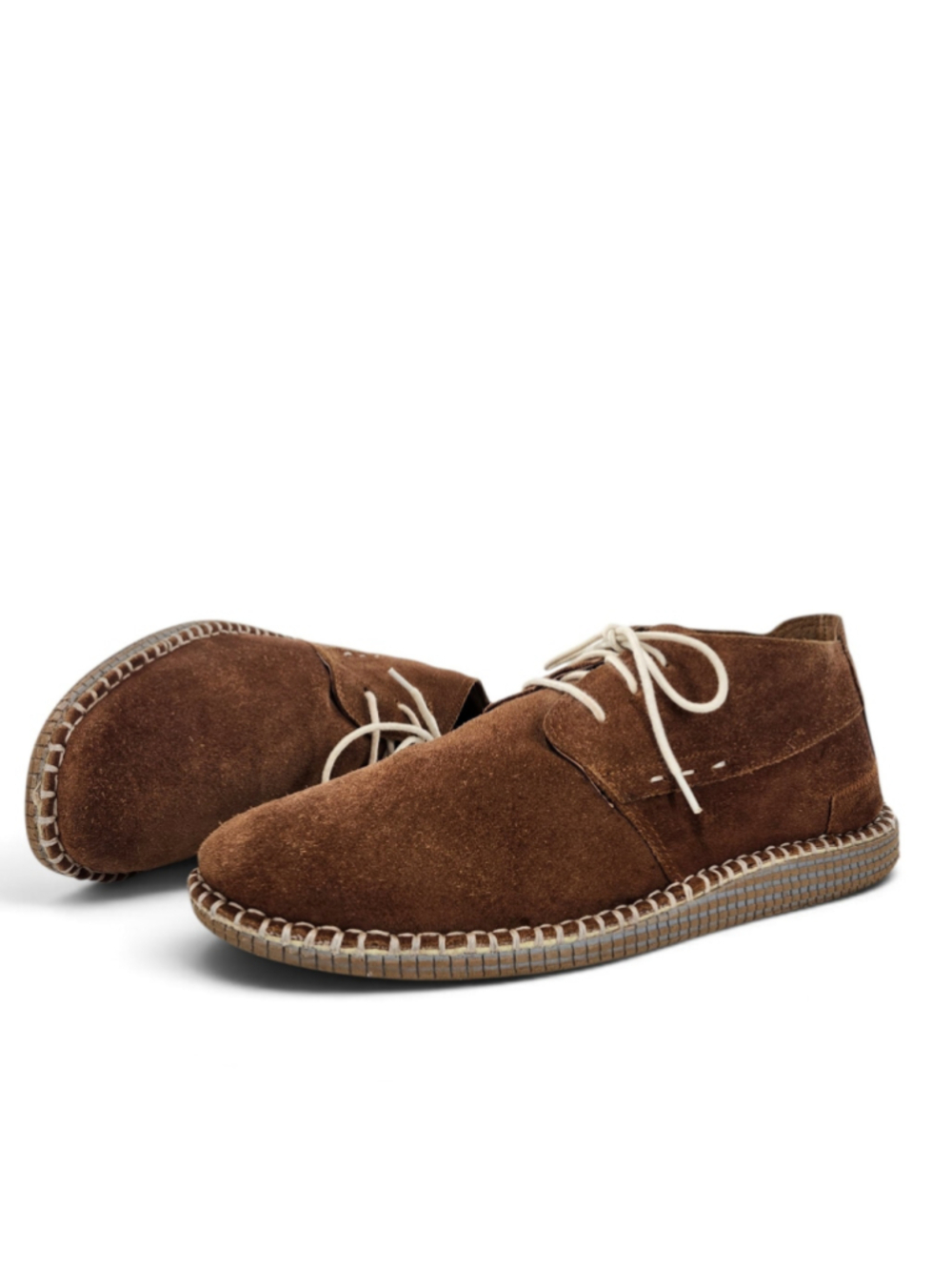 Roan Bed-Stu Tibor Brown Suede Hand Jute Stitched Midsole Lace-Up Chukka Shoes